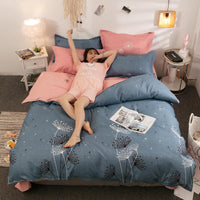 HKM-787155 Cashmere Cotton Flower Print Bedding Set - Available in Three-Piece and Four-Piece Options for Beds Up to 2.0m