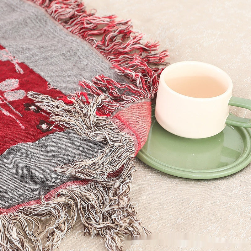 HKM-787219 Cotton Towel Blanket - Modern Red Design, 200cm x 230cm