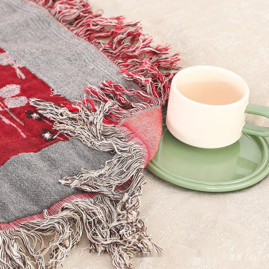 HKM-787219 Cotton Towel Blanket - Modern Red Design, 200cm x 230cm