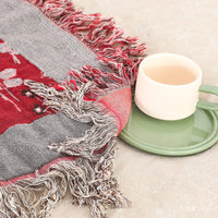HKM-787219 Cotton Towel Blanket - Modern Red Design, 200cm x 230cm