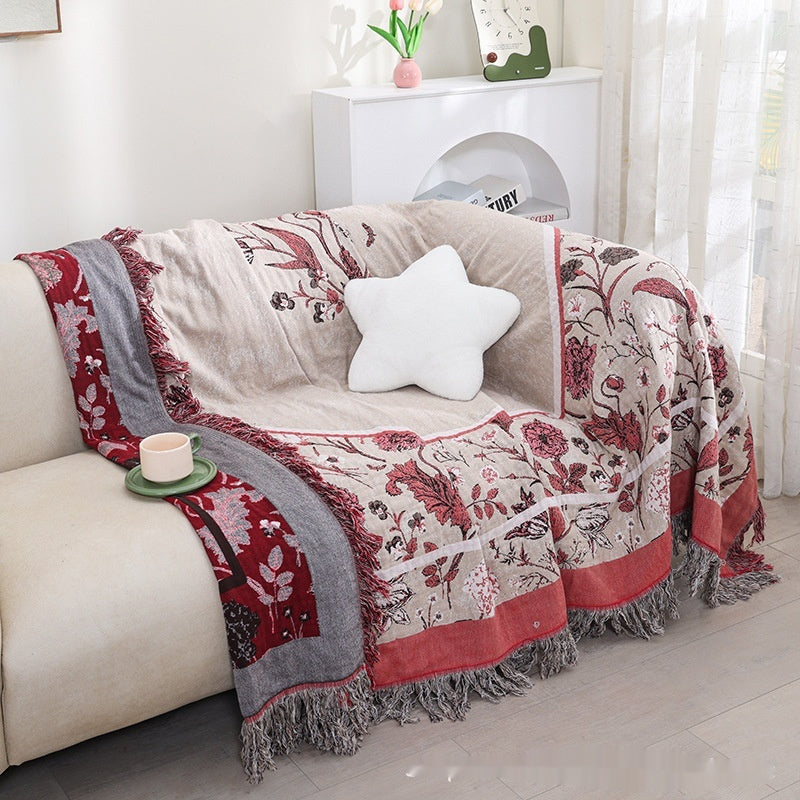 HKM-787219 Cotton Towel Blanket - Modern Red Design, 200cm x 230cm