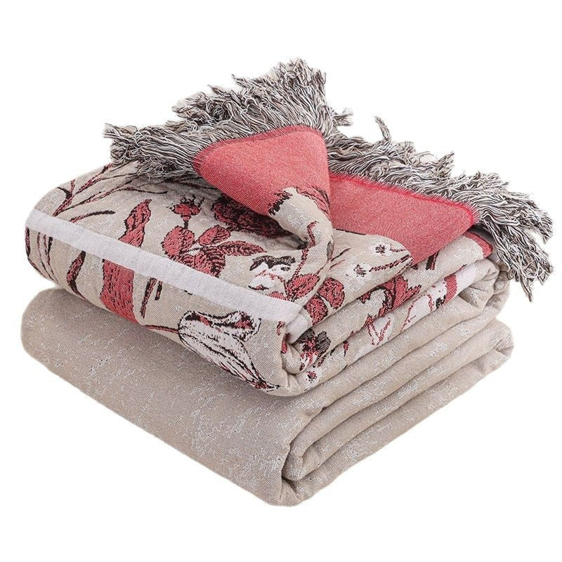 HKM-787219 Cotton Towel Blanket - Modern Red Design, 200cm x 230cm