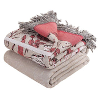 HKM-787219 Cotton Towel Blanket - Modern Red Design, 200cm x 230cm