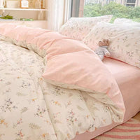 HKM-787219 Geometric Pattern Cotton Bed Sheet Quilt Cover Set - 1.2m to 2.2m Sizes Available