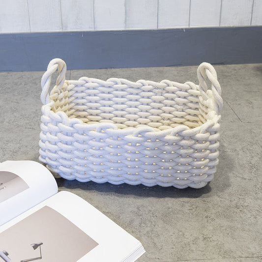 HKM-787219 Hand-Made Soft Cotton Rope Sundries Basket in Multiple Colors and Sizes