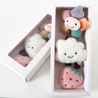 HKM-787219 Plush Cartoon Cat Stick with Bell - Interactive Strawberry Flower Toy for Pets