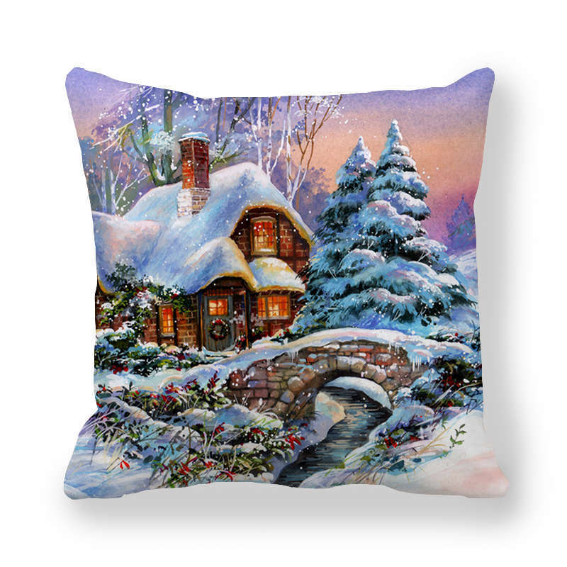 HKM-787347 Cartoon/Anime Christmas Style Peach Skin Fabric Pillow Cover 45x45cm