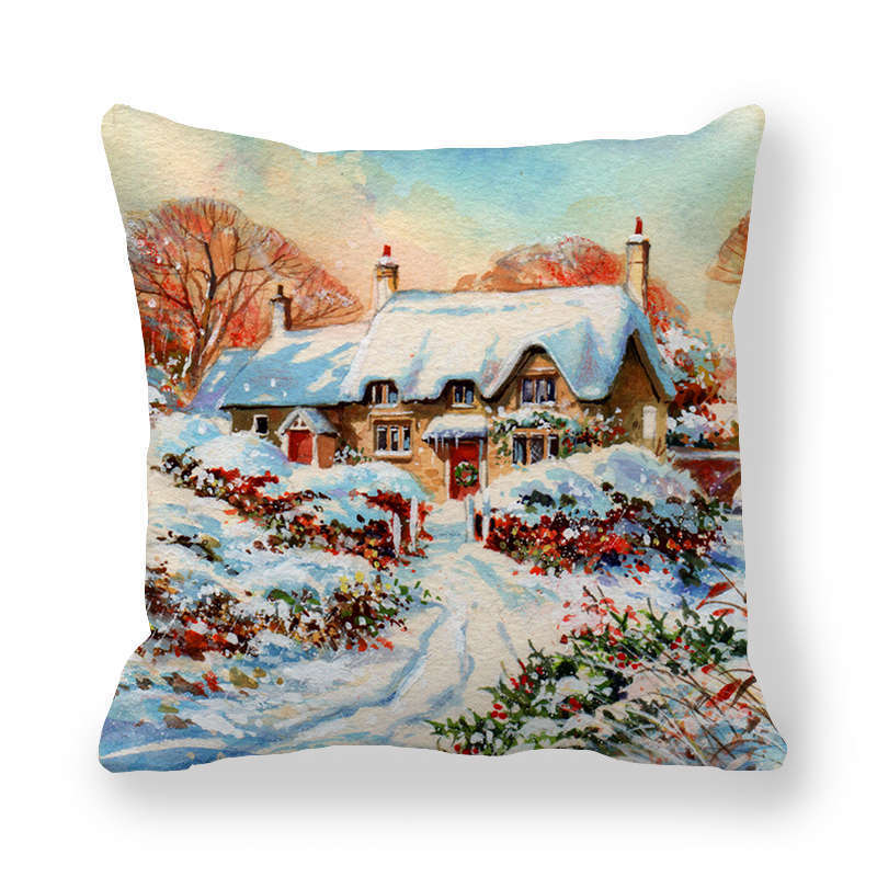 HKM-787347 Cartoon/Anime Christmas Style Peach Skin Fabric Pillow Cover 45x45cm