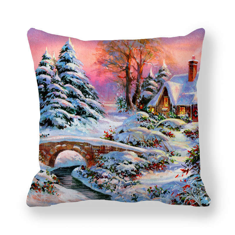 HKM-787347 Cartoon/Anime Christmas Style Peach Skin Fabric Pillow Cover 45x45cm