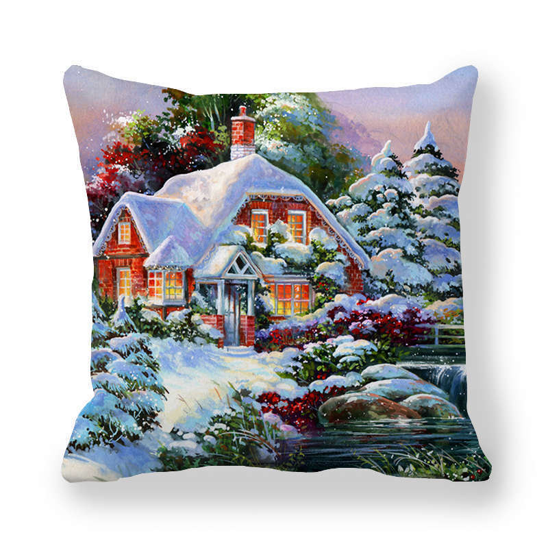 HKM-787347 Cartoon/Anime Christmas Style Peach Skin Fabric Pillow Cover 45x45cm