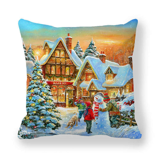 HKM-787347 Cartoon/Anime Christmas Style Peach Skin Fabric Pillow Cover 45x45cm