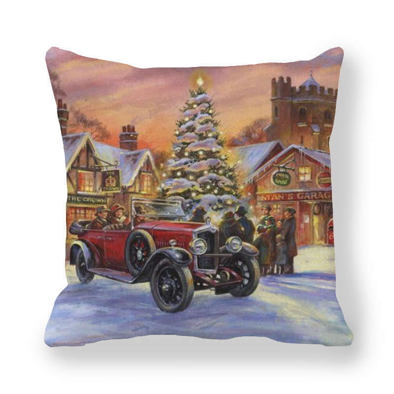HKM-787347 Cartoon/Anime Christmas Style Peach Skin Fabric Pillow Cover 45x45cm