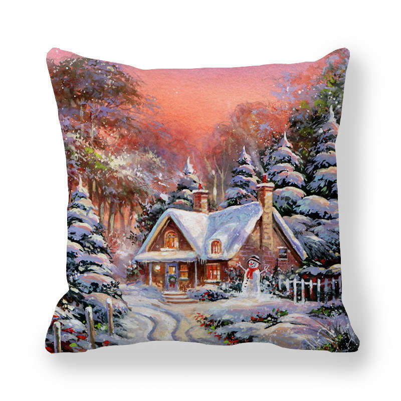 HKM-787347 Cartoon/Anime Christmas Style Peach Skin Fabric Pillow Cover 45x45cm