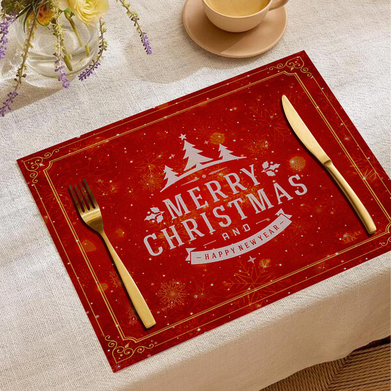 HKM-787347 Christmas Digital Printed Linen Insulation Placemat - Various Styles Available
