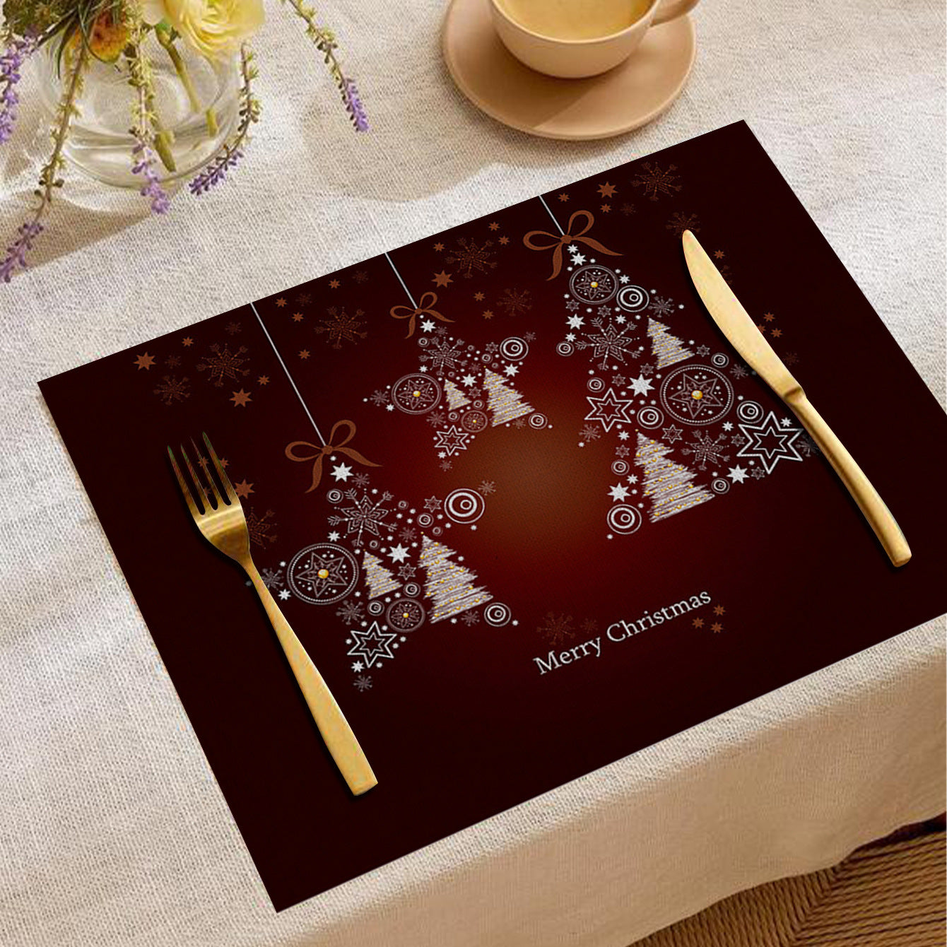 HKM-787347 Christmas Digital Printed Linen Insulation Placemat - Various Styles Available