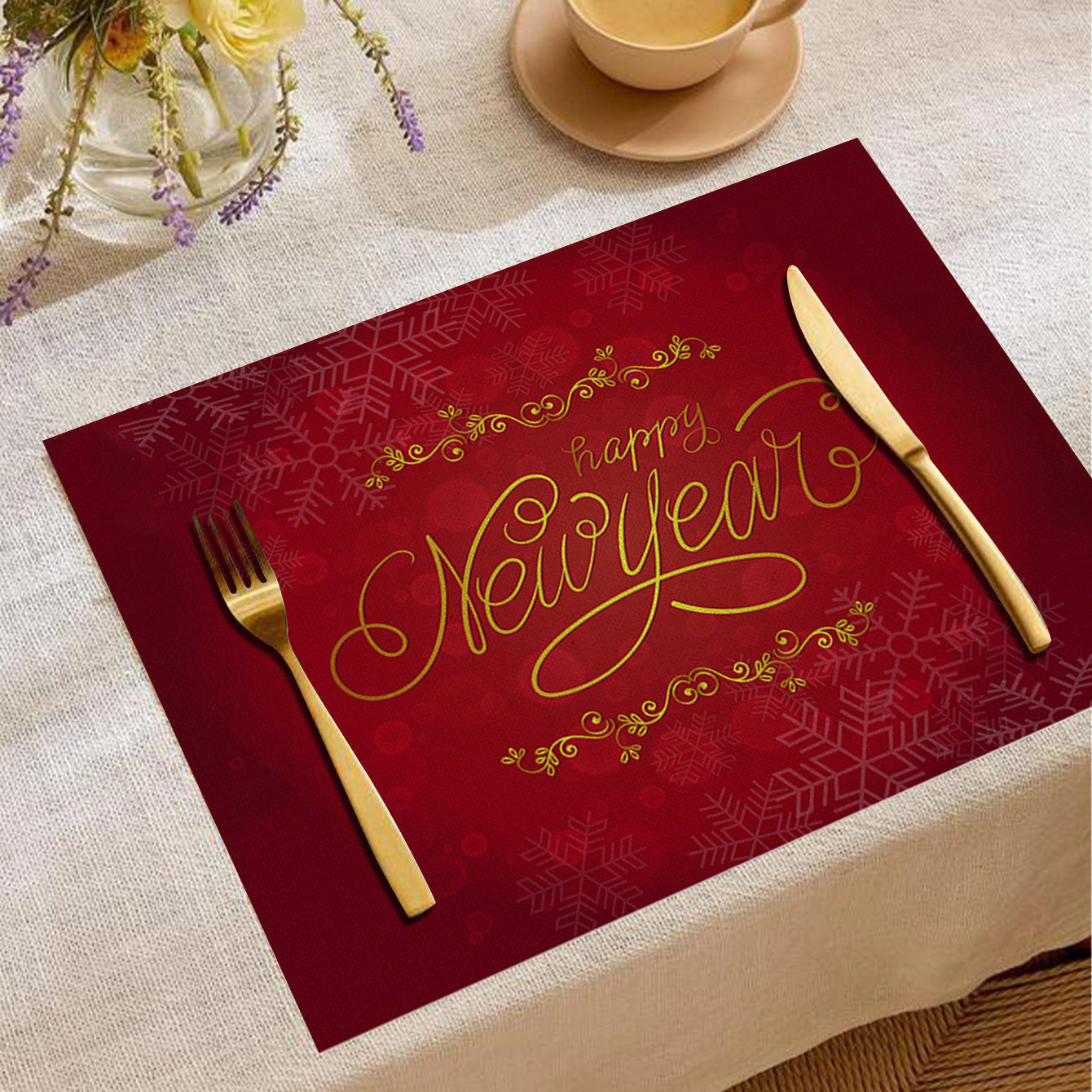 HKM-787347 Christmas Digital Printed Linen Insulation Placemat - Various Styles Available