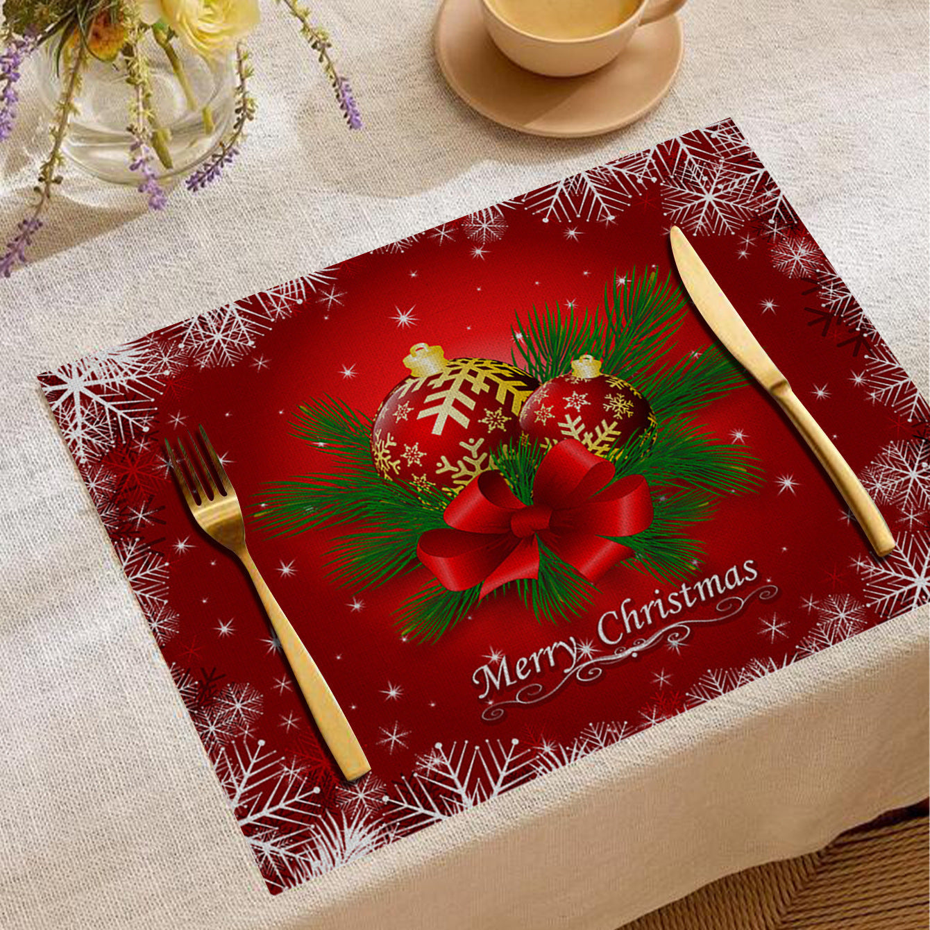HKM-787347 Christmas Digital Printed Linen Insulation Placemat - Various Styles Available
