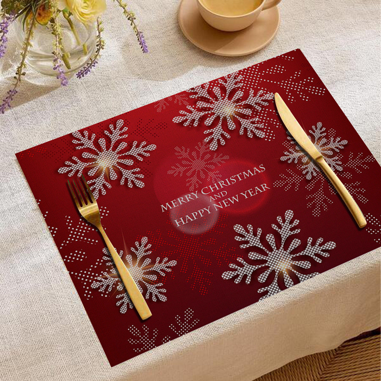 HKM-787347 Christmas Digital Printed Linen Insulation Placemat - Various Styles Available