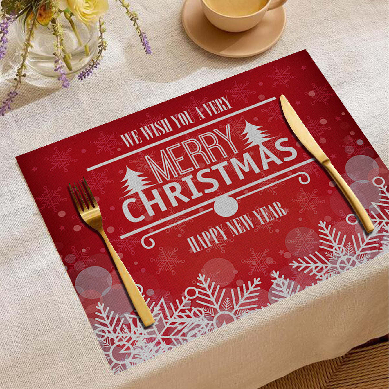 HKM-787347 Christmas Digital Printed Linen Insulation Placemat - Various Styles Available