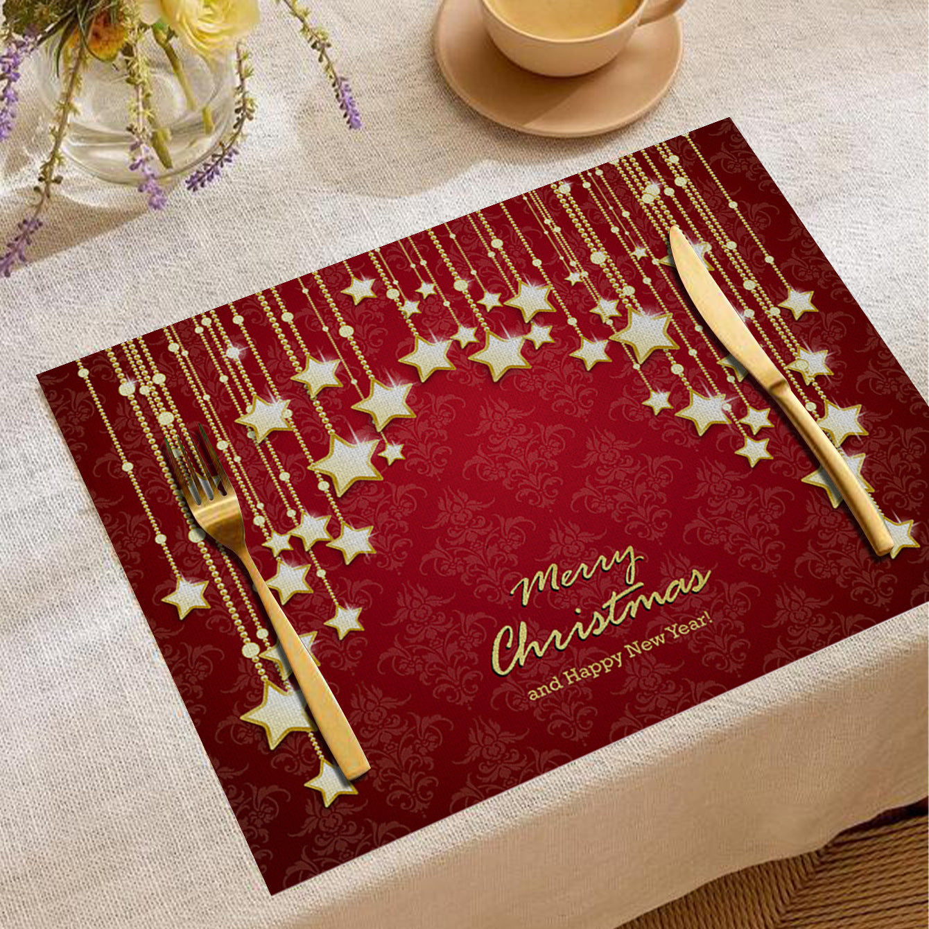 HKM-787347 Christmas Digital Printed Linen Insulation Placemat - Various Styles Available
