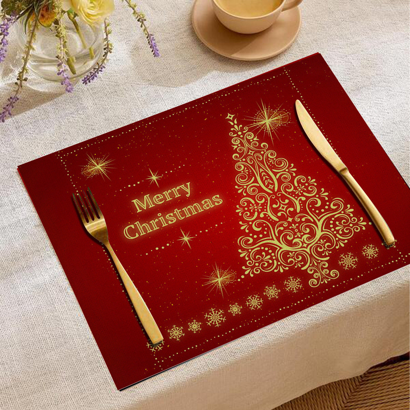HKM-787347 Christmas Digital Printed Linen Insulation Placemat - Various Styles Available