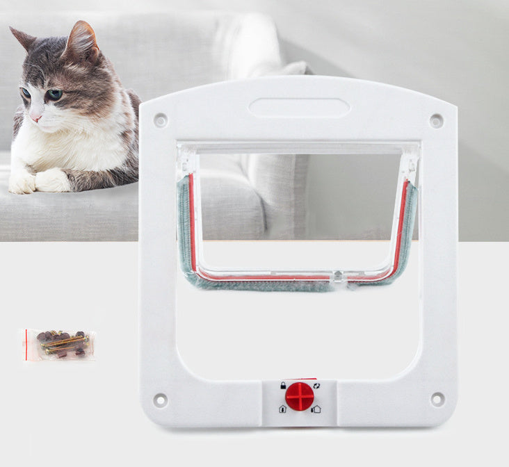 HKM-787539 Controllable Two-Way Pet Door for Easy Access - White/Brown, Durable PP Material