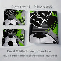 HKM-787539 Football Print Duvet Cover Set - Soft Chemical Fiber Bedding for Children's Rooms