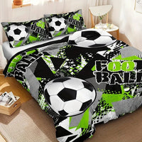 HKM-787539 Football Print Duvet Cover Set - Soft Chemical Fiber Bedding for Children's Rooms