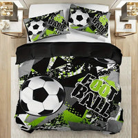 HKM-787539 Football Print Duvet Cover Set - Soft Chemical Fiber Bedding for Children's Rooms