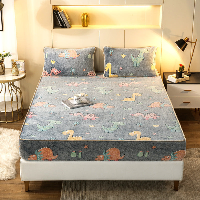 HKM-787539 Snow Fleece Bed Sheet with Digital Floral Prints - Warm and Cozy Bedding in Multiple Sizes