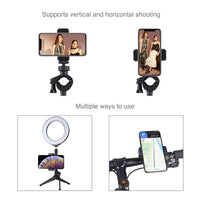 HKM-787603 Adjustable Ring Light Mobile Phone Holder with Live Support Functionality - Black