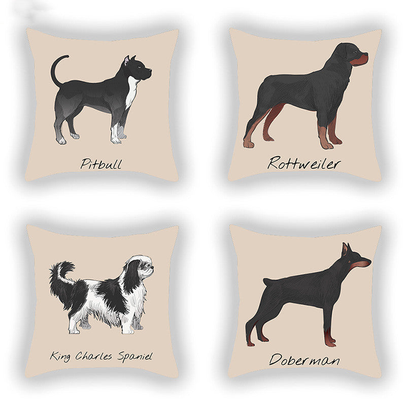 HKM-787603 Cotton and Linen Cartoon Printed Short Plush Pillow Cover - 45x45cm