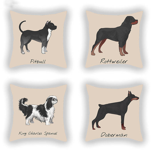 HKM-787603 Cotton and Linen Cartoon Printed Short Plush Pillow Cover - 45x45cm