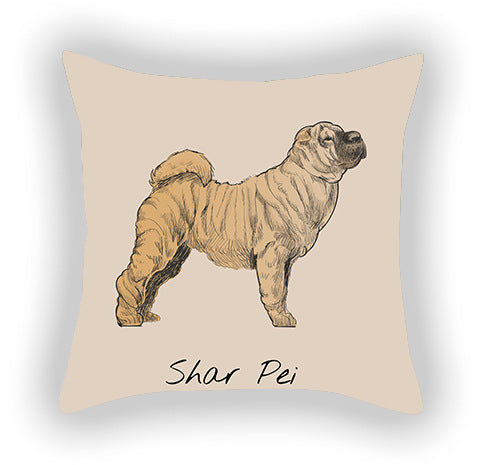 HKM-787603 Cotton and Linen Cartoon Printed Short Plush Pillow Cover - 45x45cm