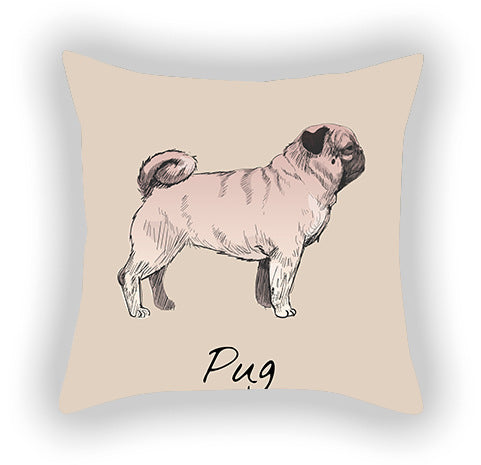 HKM-787603 Cotton and Linen Cartoon Printed Short Plush Pillow Cover - 45x45cm