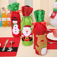 HKM-787667 Embroidered Sequin Wine Bottle Bag Featuring Snowman and Deer Design