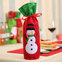 HKM-787667 Embroidered Sequin Wine Bottle Bag Featuring Snowman and Deer Design