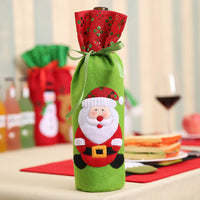 HKM-787667 Embroidered Sequin Wine Bottle Bag Featuring Snowman and Deer Design