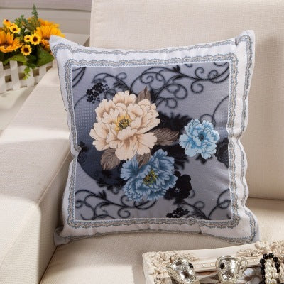 HKM-787667 European Classical Plant Velvet Cushion with PP Cotton Filling - 45x45cm