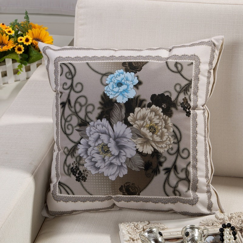 HKM-787667 European Classical Plant Velvet Cushion with PP Cotton Filling - 45x45cm