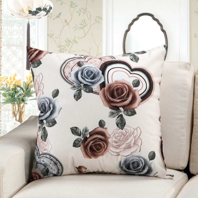 HKM-787667 European Classical Plant Velvet Cushion with PP Cotton Filling - 45x45cm
