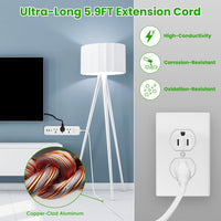 HKM-787731 6FT Power Strip with 3 AC Outlets, 2 USB A Ports, and 1 USB C Port, Wall Mountable with Safety Cover, Ideal for Home and Office Use