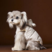 HKM-787859 Cozy Sleeveless Hooded Down Vest for Pets in Beige and Gray