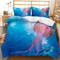 HKM-787859 Whale Shark 3D Digital Printed Brushed Bedding Set - Quilt Cover and Pillow Cases, 4-Piece Collection