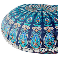HKM-787923 Round Mandala Floor Pillowcase - Soft Polyester Cushion Cover for Meditation and Home Decor