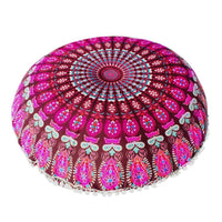 HKM-787923 Round Mandala Floor Pillowcase - Soft Polyester Cushion Cover for Meditation and Home Decor