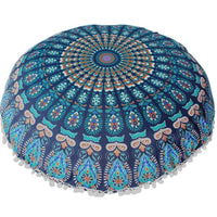 HKM-787923 Round Mandala Floor Pillowcase - Soft Polyester Cushion Cover for Meditation and Home Decor