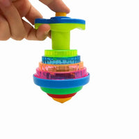 HKM-788115 LED Rainbow Light Spinning Top Toy with Music for Kids, Rotating Gyro Effect, Ages 3 and Up