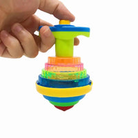 HKM-788115 LED Rainbow Light Spinning Top Toy with Music for Kids, Rotating Gyro Effect, Ages 3 and Up