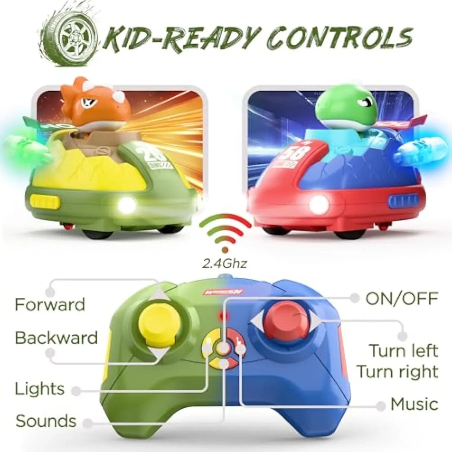 HKM-788179 Dinosaur-Themed Radio Control Car with Pop-Up Surprise - 2.4GHz Wireless RC Toy for Kids